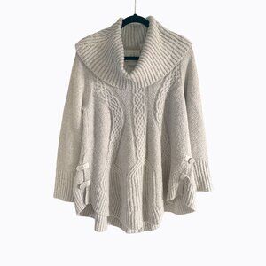 Anthropologie Angel of the North Wool Chunky Knit Sweater L Cowl Neck Boho Chic